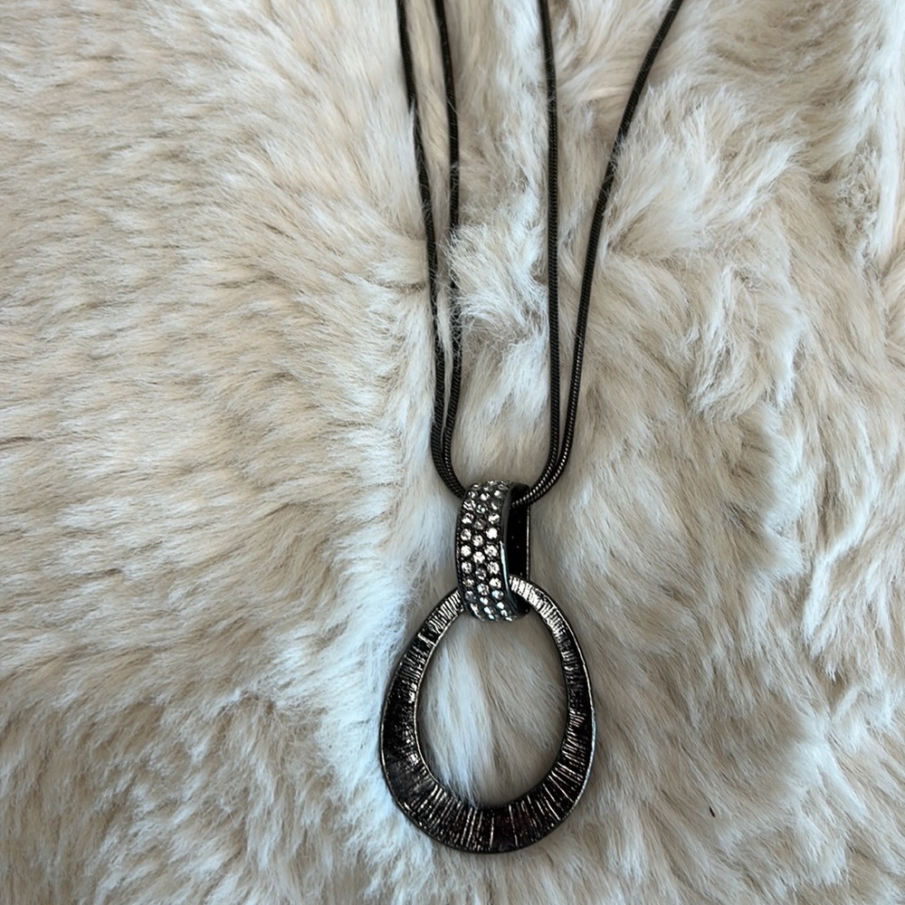 Dress Barn Double Chain pendant with a Touch of Bling - Picture 2 of 5
